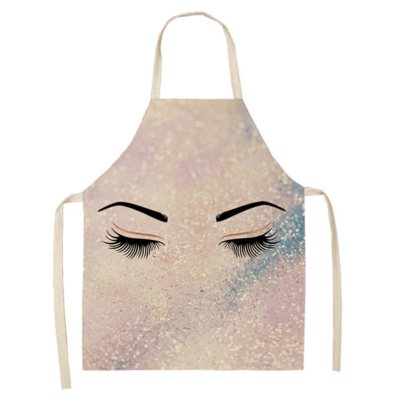 Eyebrow Style Men Women Home Tablier Enfant Cleaning Tools Apron With Pockets Eyelash Pattern Sleeveless Cotton Linen Aprons
