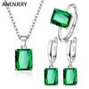 Square Zirconia Pendant Necklace Earrings Ring Jewelry Sets for Women Anniversary Party Jewelry Gift Bijoux Femme