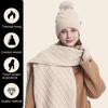 3Pcs/Set Winter Hat Scarf Gloves Set Women Plush Ball Decor Beanie Hat Knitted Long Scarf