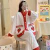 Autumn Winter Warm Sleepwear Thick Pajamas Long Sleeves Trousers Flannel Suits Thick Warm Home Sets