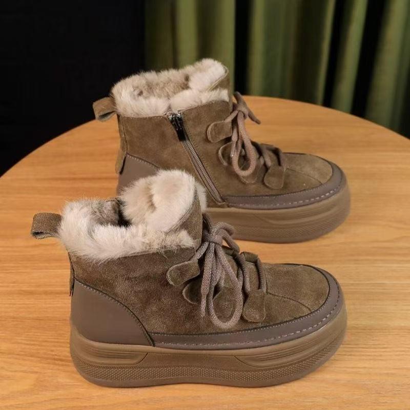 Thick-soled Heightening Snow Boots Women's New Winter Velvet Cold-proof and Warm Martin Boots Short Boots Non-slip Cotton Boots