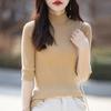 Korean Pure Cotton Mid-sleeved Sweater for Women's Summer Half-high Neck Thin Top Slim and Slim Inner Pullover Simple Half-sleeved