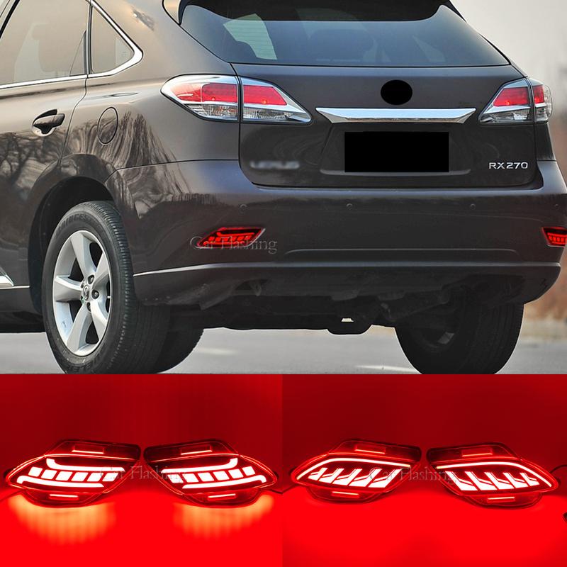 Светодиодные отражатели заднего бампера для Lexus RX270 RX350 RX450h 2009 2010 2011 2012 2013 2014 2015 с динамическим сигналом поворота и стоп-сигналом