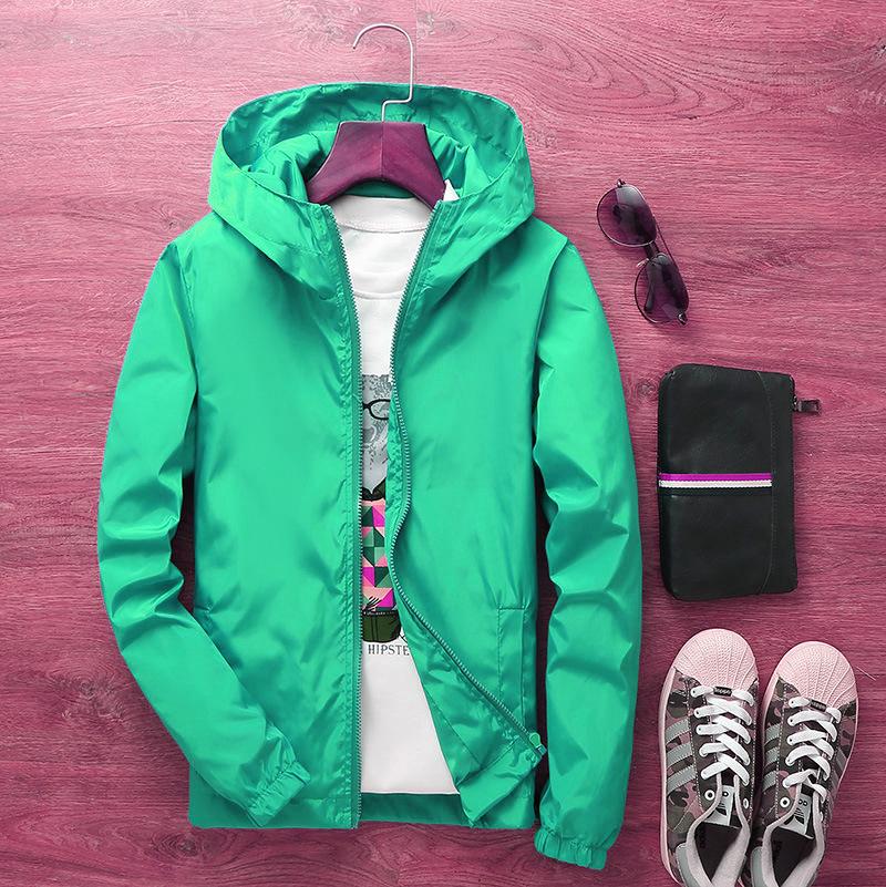 Весенне-осенние мужские куртки большого размера, куртка для подростков, корейская версия, тонкая, на одежду, куртка-ветровка с капюшоном