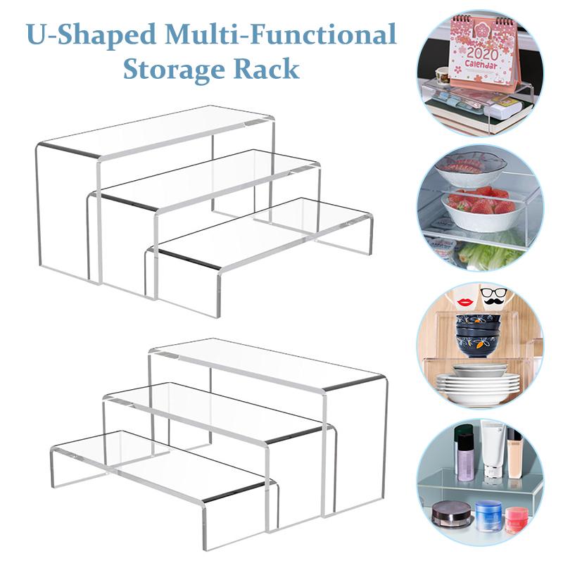Desktop Display Stand Acrylic Multi Layer Transparent Storage Rack for Classroom Supplies Office Desk Organizer