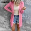 Spring and Autumn Women's Cardigan Plus Size Long Button Solid Colour Casual Long Sleeve Cardigan