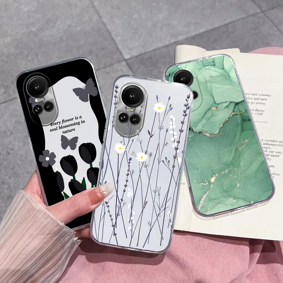 For Oppo Reno 10 Pro 5G Phone Case Ink Painting Soft Clear TPU Silicone Lightweight Cover For Oppo Reno10 10Pro Fundas Protector