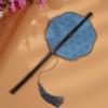 Rollable Long Handle Fan Rotatable Group Fan Portable Chinese Bamboo Waist Fan  Gifts
