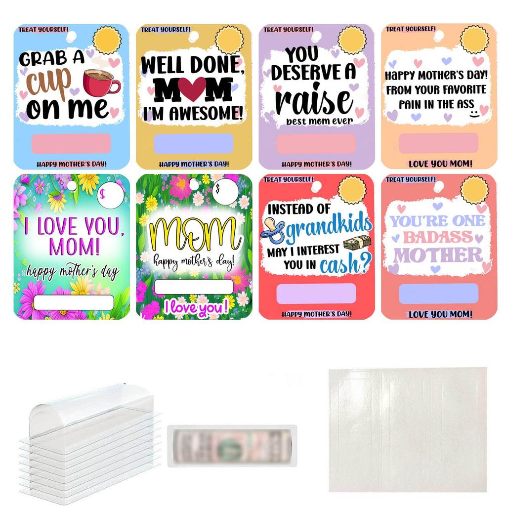 Wallet Ornament Set Mother's Day Decoration 8 Wallet Pendant Gift Card Wallet Holiday Gift Tag, Christmas Ornament & Card Combo(8pcs)