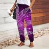 Women Flash Diamond Printing Pants Lace Up Elastic Waist Loose  Trousers Casual Long Pants Trousers with Pockets
