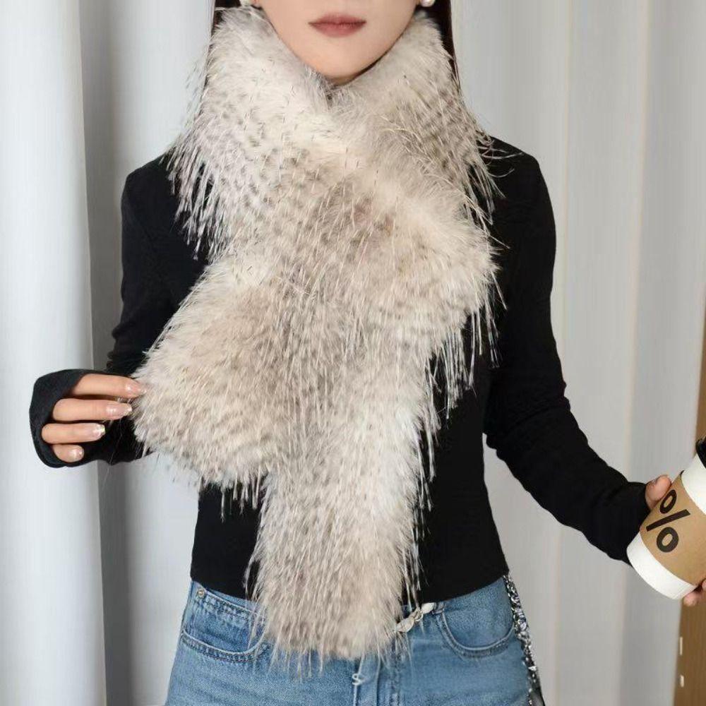 Korean Style Thick Fluffy Plush Long Strip Scarf Imitation Mink Fur 180cm Soft Shawl Luxury Classic Y2K Girl Scarf Party