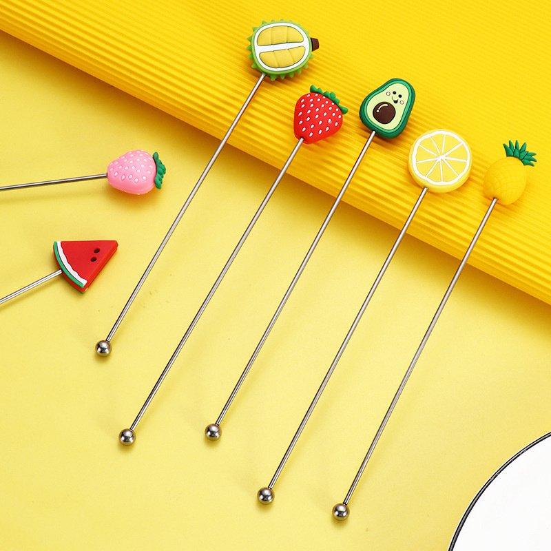 Bar Mixing Stirring Rod Fruit Series Spoon Cocktail Spoon Milk Tea Stirring Spoon Stainless Steel Stirring Spoon MIT