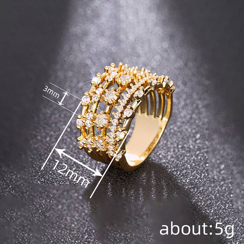 Xiaomi Huitan Multi-layer Shiny Cubic Zirconia Ring for Women Gorgeous Party Statement Luxury Wedding Elegant Fashion Jewelry for Gift