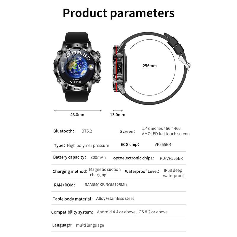 2024 Смарт-часы для мужчин, кровяное давление, кислород в крови, ЭКГ + PPG, Bluetooth-вызов, спортивный фитнес-трекер, умные часы для IOS