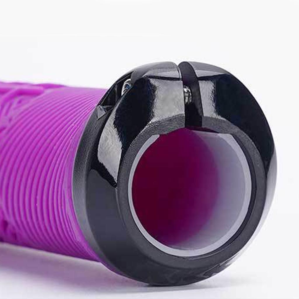Bike Handlebar Grips Single Lock Non Slip Fits 22.2mm Handle for Mountain Commuter Folding Bikes Purple