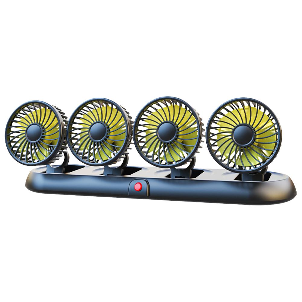 Portable 4-Head Car Cooling Fan 360 Degree Rotatable Cooling Air Fan Automobile Vehicle Fan for Dashboard SUV RV Truck Sedan