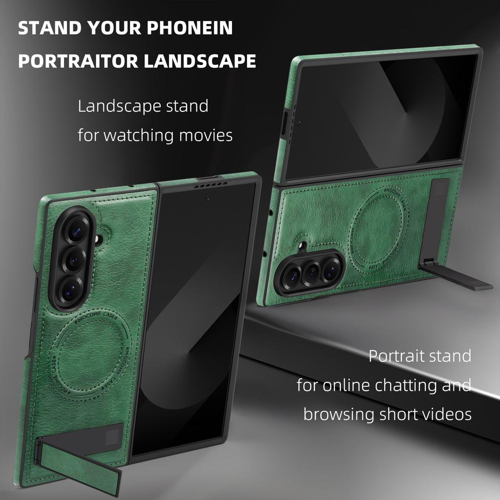 Для Samsung Galaxy Z Fold 7 5 6 4 3 Кожаный чехол для телефона чехол для телефона с беспроводной зарядкой держатель защитная крышка
