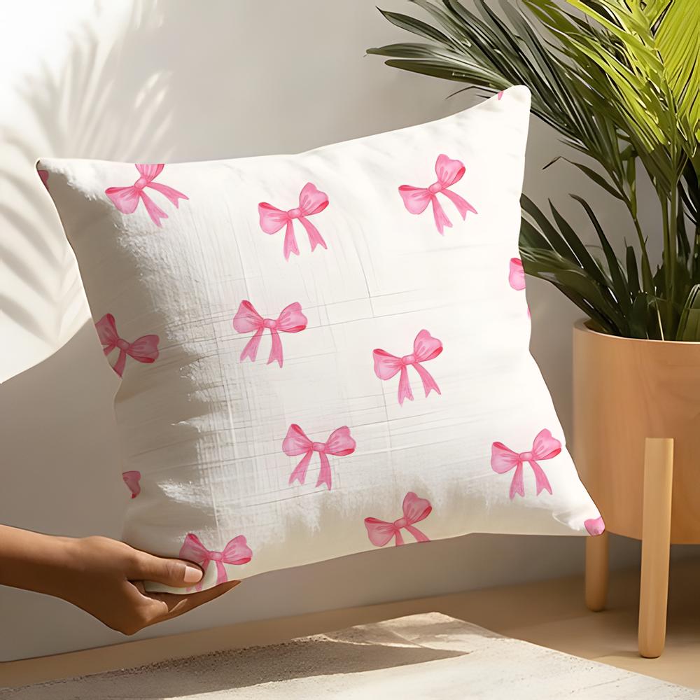 Pink bow cherry Pillow Case Home Living Room Decoration Linen Pillow Cases Cushion Cover