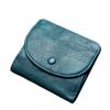 Women Leather Coin Purse Top Layer Cowhide Solid Color Buckle Small Purse