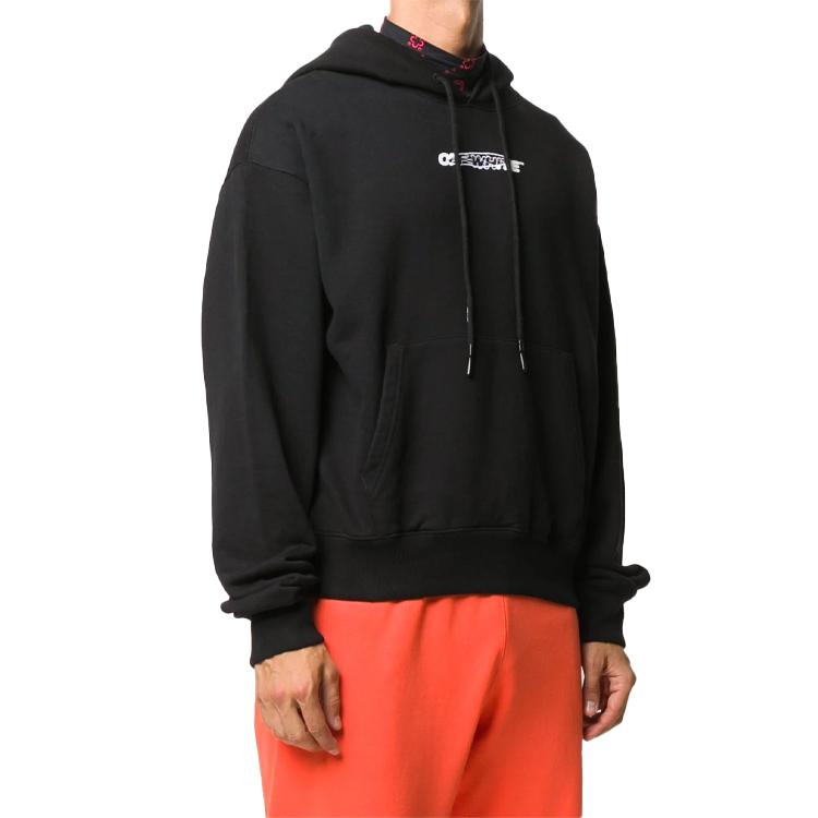 Off-White Толстовка с капюшоном и длинными рукавами с принтом жестов, мужские топы, черный OMBB037E20FLE0011001