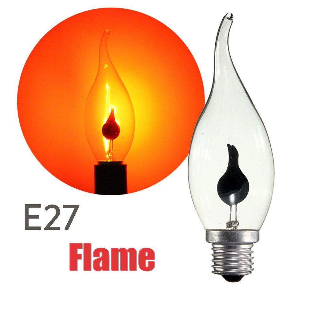 E14 E27 3W Filament Candle Flicker Light Bulb Fire Flame Retro Christmas Decor