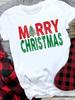 (Азиатский размер) милая футболка в стиле письма Счастливого Рождества Топ фестиваль Новый год Праздник Повседневный Леди Короткий рукав Мода Женщины Принт Графические футболки