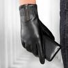 Mens Genuine Leather Gloves Winter Warm Fleece Lining Driving Motorcycle Riding Gloves Male Touch Screen Real Sheepskin Gloves