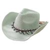 White Fang CZ357 Western Cowboy Straw Stylish and Cool for Men and Women (Green) Hat, Hat,