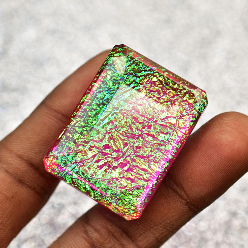 Opal Loose Gemstone Multi- Color Monarch Doublet 132 ct Emerald Cut Flawless for Jewelry Designs