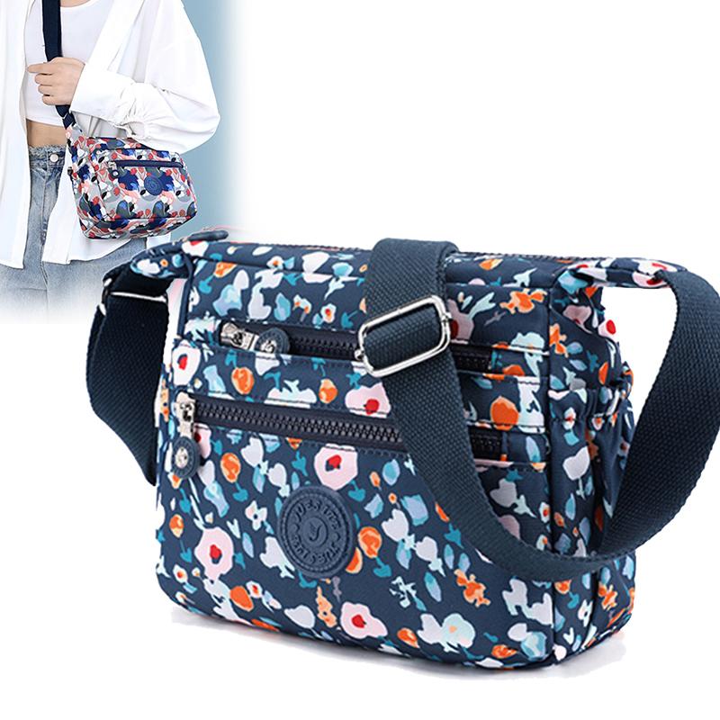 2025 Новая Мода Нейлоновая Принтованная Сумка-Мессенджер Большая Вместимость Многослойная Цветочная Сумка на Плечо Повседневная Универсальная Женская Сумка Кроссбоди