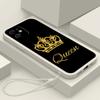 N94 Queen King Crown с ремешком Силиконовые чехлы для телефонов с прямым краем для Xiaomi Poco X5 F6 Redmi Note 13 Pro 12C Realme C55 Противоударный чехол Huawei