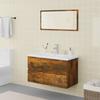 VidaXL Bathroom Furniture Under Sink Cabinet Mirror Washbasin Cabinet Storage Cabinet Interior Smoked Oak Wood 3120351