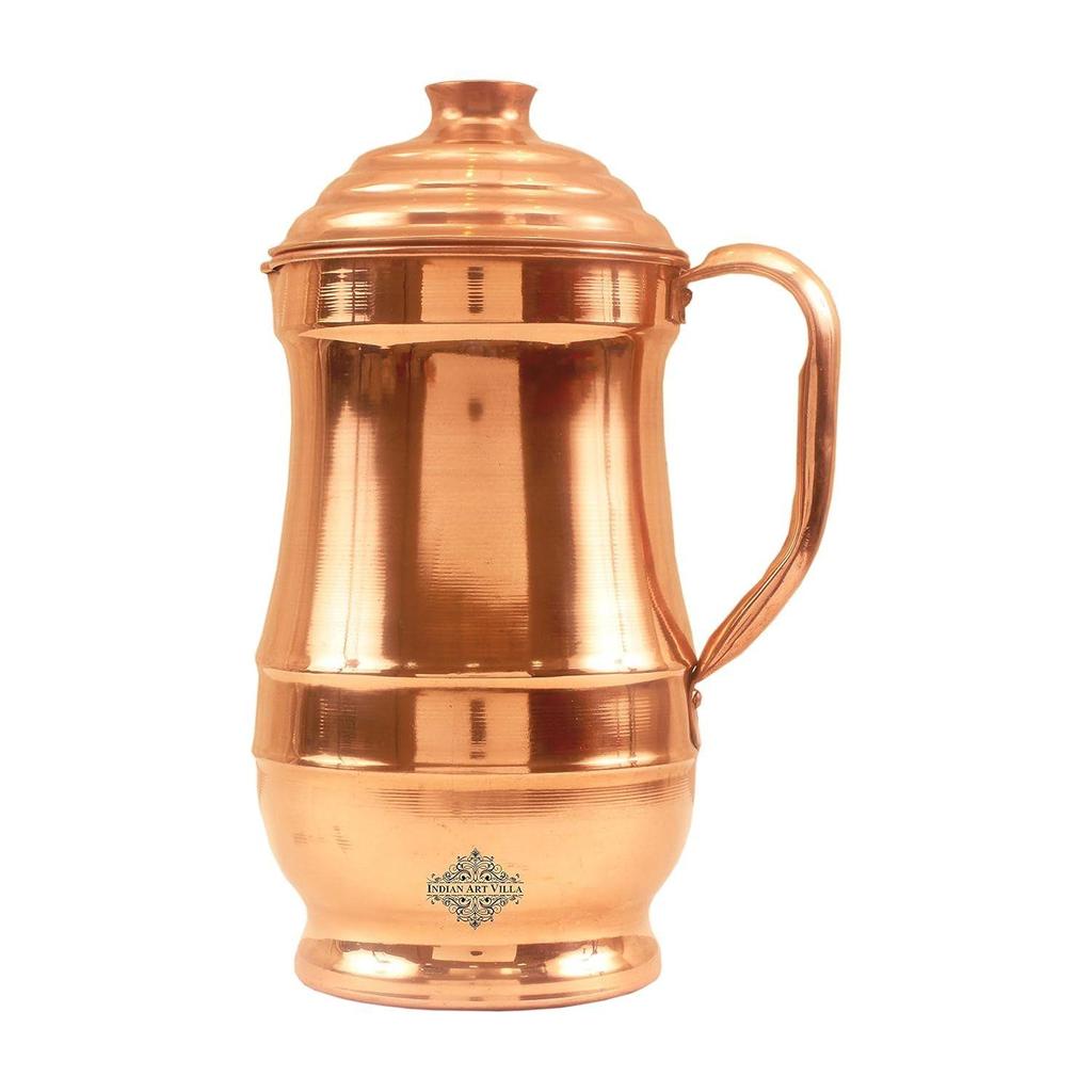 Медный кувшин для воды, традиционный дизайн, аюрведическая польза для здоровья, не ржавеет, элегантный домашний декор, 1,4 литра