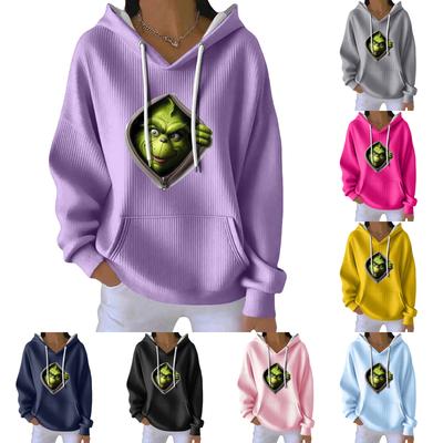 Женская модная повседневная толстовка с длинными рукавами и принтом рождественского ангела