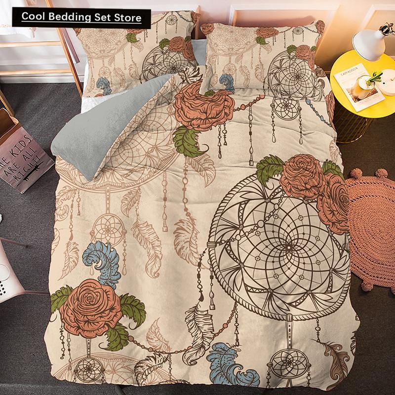 Ловец снов Лось Король Королева Пододеяльник Богемный стиль Бабочка Постельное белье для подростков Девочек Женщин Коза Белый 2/3 шт. Пододеяльник