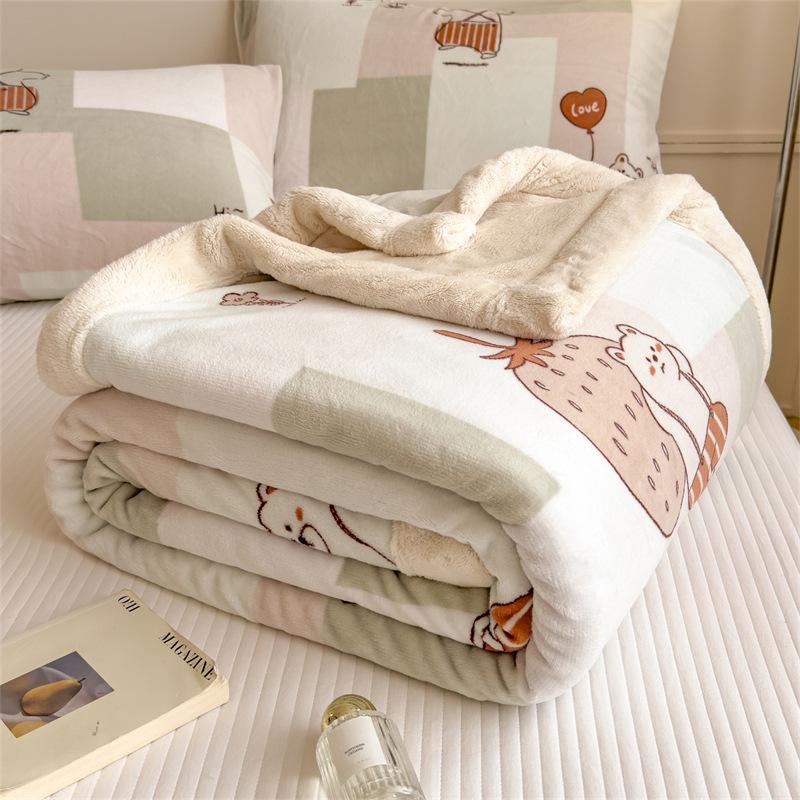 Yunjin Double-Sided Winter Fleece Blanket - Thick, Cozy Sofa Throw & Office Shawl