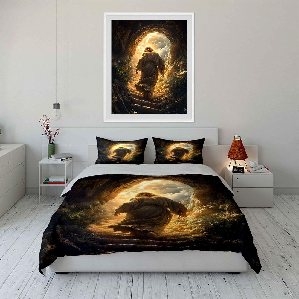 Man Walking into Light Path Bedding Duvet Cover Set (1*Duvet Cover 2*Pillowcases, without duvet insert)