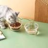 Стеклянная Миска для Кошки Собаки Миска для Щенка с Железной Рамкой Золотой Подставкой Поднятая Миска-Поилка Товары для Животных Аксессуары