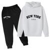Kids Fashion Hoodie Boy Girl Toddler Pullover 3-12Years NEW YORK USA Letter Print Clothes Casual Top+Trousers 2P Coat Sports Set