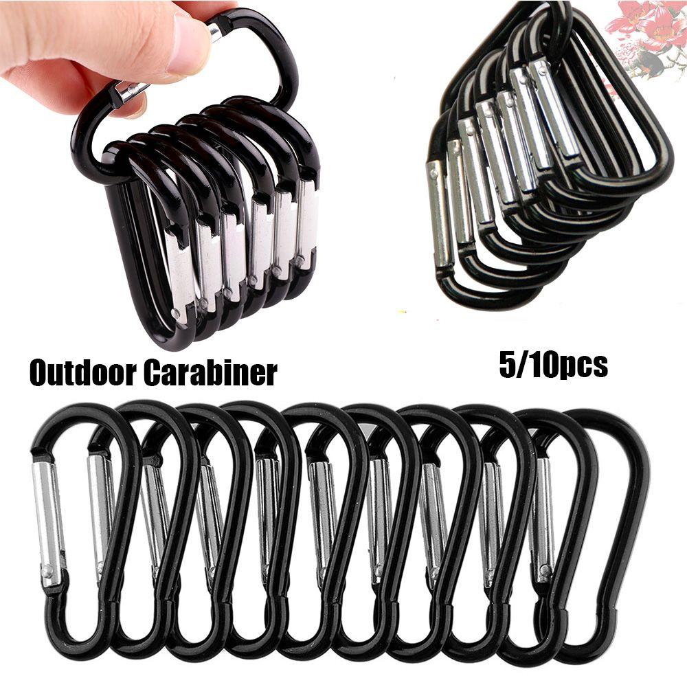 Black-color Aluminium Equipment Alloy Carabiner Buckle Keychain Camping Hiking Hook Climbing Button