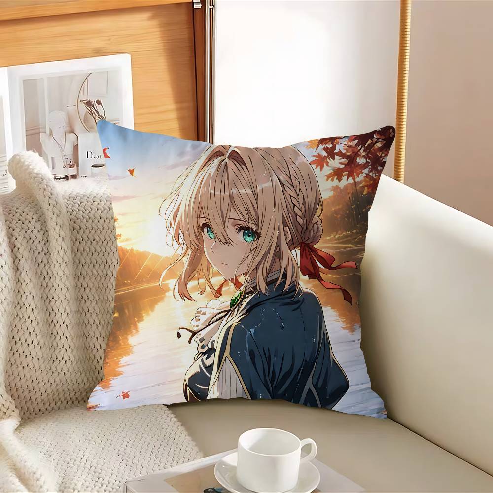 Violet-T Anime EvergardenS Pillow Case Removable Washable Cushion Cover – All-Season Soft Linen