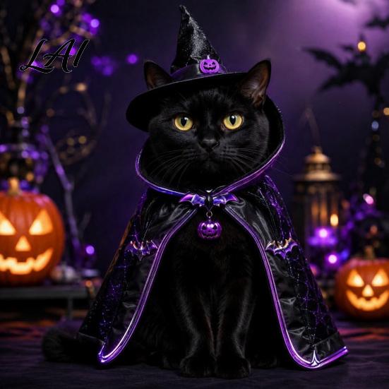 Decorative Pet Cape Halloween Cat Witch Costume Cute Ghost Cloak Funny Party Costume Festival Outfit Kitty Cosplay for Holiday Accessories