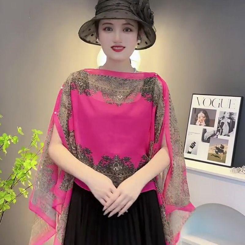 Шифоновый платок-шаль цвета кешью для защиты от солнца - Модный, универсальный, облегающий пуловер