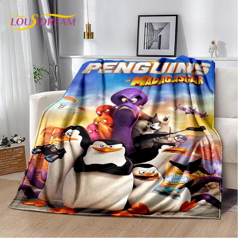 Милые пингвины из мультфильма «Мадагаскар» Плед, Мягкий плед для дома, спальни, кровати, дивана, пикника, путешествий, офиса, Покрывало, Подарок для ребенка
