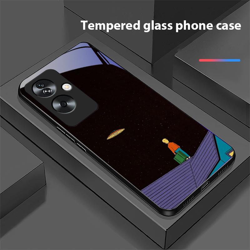 Космический астронавт для Oppo A79 5G 58 78 74 60 4G Reno 11F Realme GT 6 11 Note 50 10 C55 X2 Закаленное стекло Черный чехол для телефона