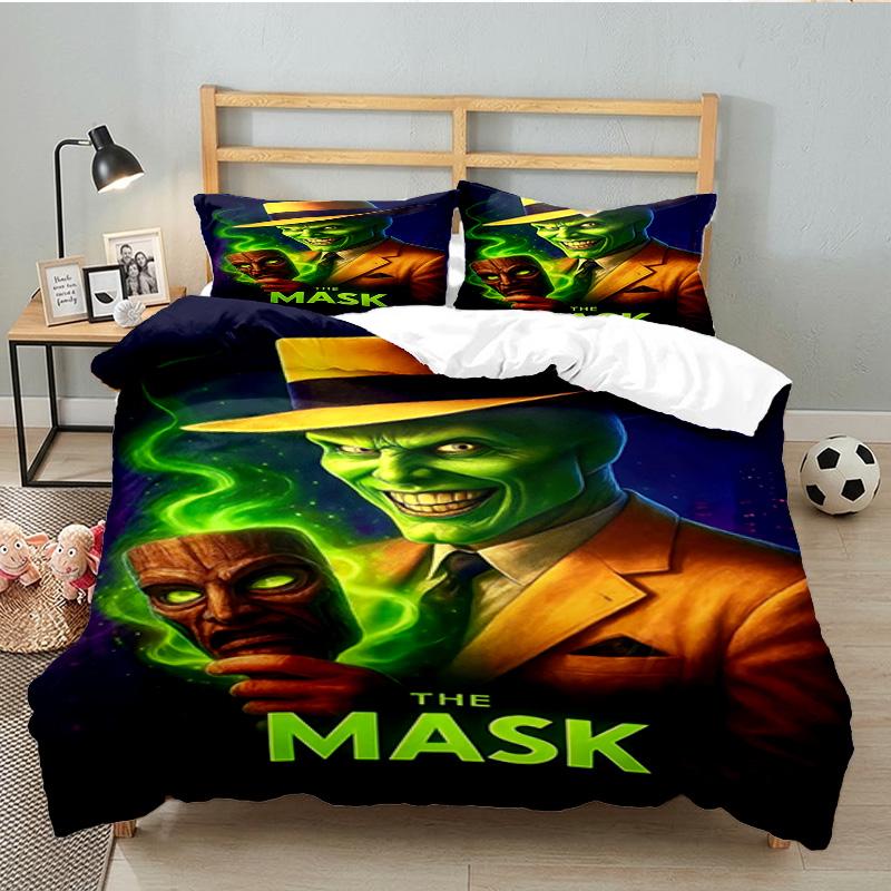 The Masked Green Man 3PCS Bedding set,Ideal for 1pc Duvet Cover And 2pcs Pillowcases Perfect for Fan gift,Ideal for Bedroom, Dormitory