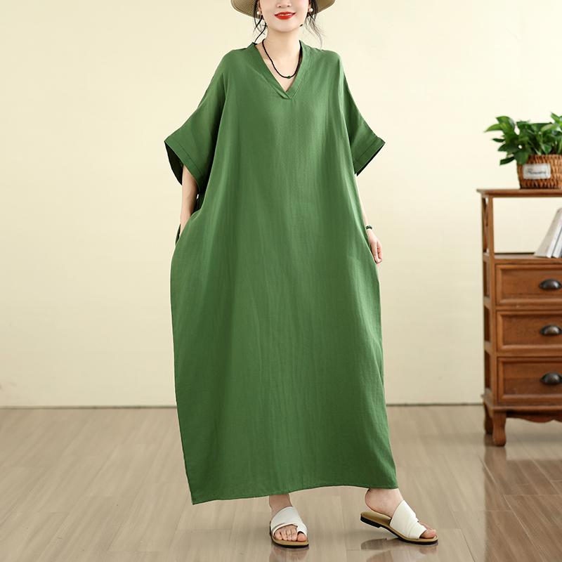 DIMANAF Новое 2026 Женское Большого Размера Летнее Повседневное Праздничное Длинное Платье Хлопок Свободное Оверсайз Макси Пляжное Сарафан Однотонное Элегантное Женское