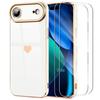 Protective Case - E.F.Connection - for iPhone Air - Soft White Heart Pattern - 2 Tempered Glasses