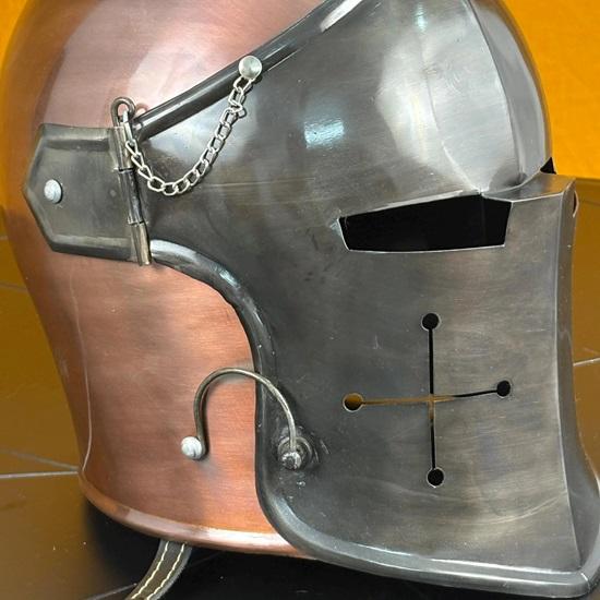 Barbouta Helmet 18G Steel Two Tone Copper Gray Armor Perfect for LARP, Cosplay, Reenactments,