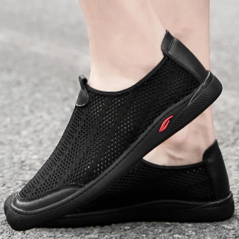 Дышащая мужская сетчатая обувь, летние мужские повседневные кроссовки, нескользящие мокасины, походная обувь, ажурные мокасины